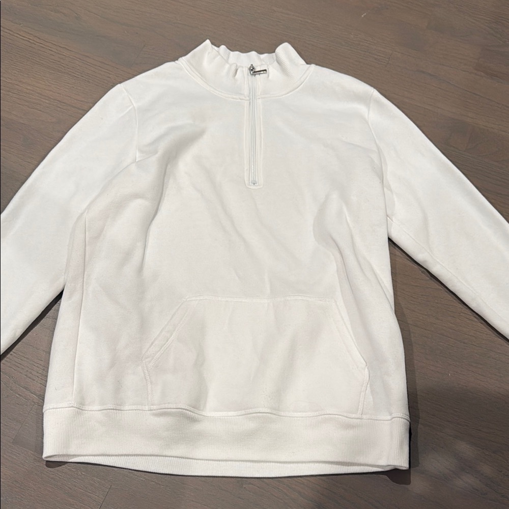 Karen Scott White Quarter-Zip Sweater